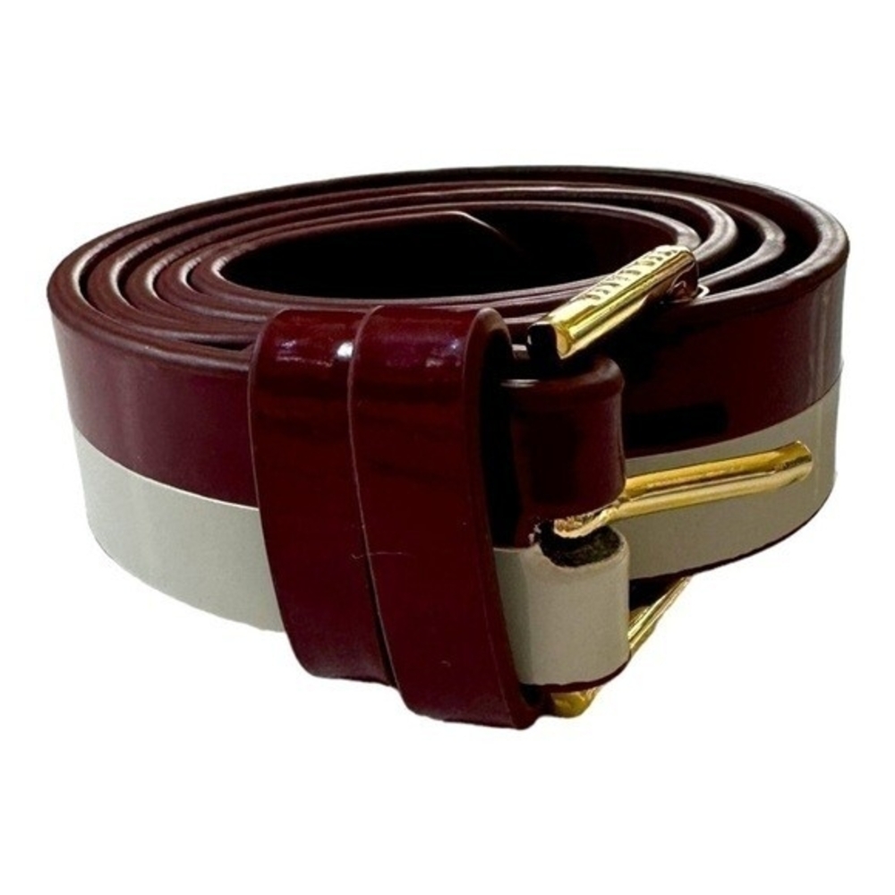 Ted Baker Women's Belt Size 1 White Burgundy Color Block Vegan Leather NWOT - Picture 3 of 5